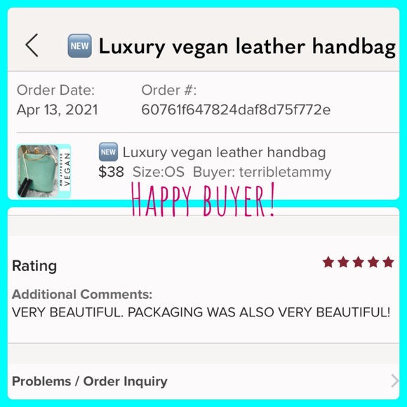 Luxurious Vegan Leather Aqua handbag - Picture 15 of 15